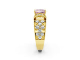 Yellow gold Fancy Pink Princess  Halo Pave Diamond Engagement Ring with Milgrain Detailing_31