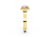Yellow gold Fancy Pink Princess  Halo Pave Split Shank Prong Setting Ring_65