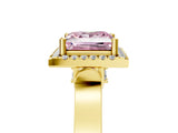 Yellow gold Fancy Pink Princess  Halo Pave Split Shank Prong Setting Ring_68