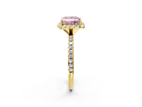 Yellow gold Fancy Pink Princess  Halo Round Diamond Pavé Band Four-Prong Ring_5