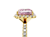 Yellow gold Fancy Pink Princess  Halo Round Diamond Pavé Band Four-Prong Ring_8
