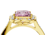 Yellow gold Fancy Pink Princess  Halo Round Diamond Pave Band with Four-Prong Setting_43
