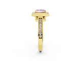 Yellow gold Fancy Pink Princess  Halo Solitaire Diamond Ring with Pave Band and Bezel Setting_31