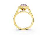 Yellow gold Fancy Pink Princess  Halo Solitaire Diamond Ring with Pave Band and Bezel Setting_32