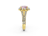 Yellow gold Fancy Pink Princess  Halo Split Shank Diamond Engagement Ring with Pave Band and Four-Prong Setting_2