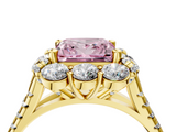 Yellow gold Fancy Pink Princess  Halo Split Shank Diamond Engagement Ring with Pave Band and Four-Prong Setting_4