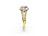 Yellow gold Fancy Pink Princess  Halo Split Shank Diamond Engagement Ring with Prong Setting_2