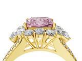 Yellow gold Fancy Pink Princess  Halo Split Shank Diamond Engagement Ring with Prong Setting_4