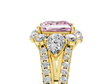 Yellow gold Fancy Pink Princess  Halo Split Shank Diamond Engagement Ring with Prong Setting_5