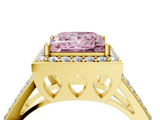 Yellow gold Fancy Pink Princess  Halo Split Shank Diamond Ring with Four-Prong Setting_4