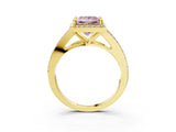 Yellow gold Fancy Pink Princess  Halo Split Shank Pave Diamond Ring with Four-Prong Setting_32
