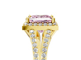 Yellow gold Fancy Pink Princess  Halo Split Shank Pave Diamond Ring with Four-Prong Setting_34