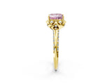 Yellow gold Fancy Pink Princess  Halo Split Shank Pave Diamond Ring with Petal Prong Setting_22