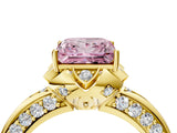 Yellow gold Fancy Pink Princess  Halo Split Shank Pave Diamond Ring with Petal Prong Setting_24