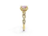 Yellow gold Fancy Pink Princess  Halo Twist Band Solitaire Ring with Six-Prong Setting_34
