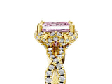 Yellow gold Fancy Pink Princess  Halo Twist Band Solitaire Ring with Six-Prong Setting_37