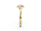 Yellow gold Fancy Pink Princess  Halo Twist Band Solitaire Ring_2