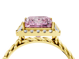 Yellow gold Fancy Pink Princess  Halo Twisted Band Four-Prong Diamond Ring_4