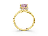 Yellow gold Fancy Pink Princess  Halo Twisted Band Four-Prong Ring_35