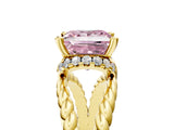Yellow gold Fancy Pink Princess  Halo Twisted Band Four-Prong Ring_37