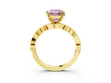 Yellow gold Fancy Pink Princess  Milgrain Bezel Diamond Engagement Ring with Solitaire Prong Setting_33