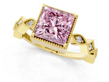 Yellow gold Fancy Pink Princess  Milgrain Marquise Diamond Twist Band Ring_63