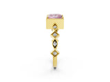 Yellow gold Fancy Pink Princess  Milgrain Marquise Diamond Twist Band Ring_64