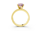 Yellow gold Fancy Pink Princess  Milgrain Pave Diamond Engagement Ring with Four-Prong Setting_3