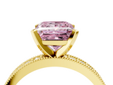 Yellow gold Fancy Pink Princess  Milgrain Pave Diamond Engagement Ring with Four-Prong Setting_4