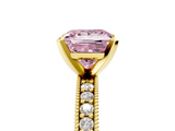 Yellow gold Fancy Pink Princess  Milgrain Pave Diamond Engagement Ring with Four-Prong Setting_5