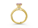 Yellow gold Fancy Pink Princess  Solitaire Beaded Band Six-Prong Setting_3
