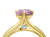 Yellow gold Fancy Pink Princess  Solitaire Beaded Band Six-Prong Setting_4