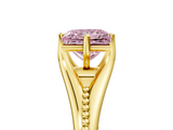 Yellow gold Fancy Pink Princess  Solitaire Beaded Band Six-Prong Setting_5