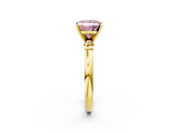 Yellow gold Fancy Pink Princess  Solitaire Beaded Band with Four-Prong Setting_2