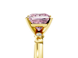 Yellow gold Fancy Pink Princess  Solitaire Beaded Band with Four-Prong Setting_5