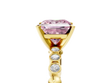 Yellow gold Fancy Pink Princess  Solitaire Bezel Accent Diamond Engagement Ring with Beaded Band and Four-Prong Setting_5