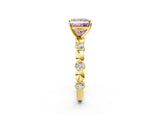Yellow gold Fancy Pink Princess  Solitaire Bezel-Set Diamond Ring with Beaded Band and Four-Prong Setting_31