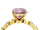Yellow gold Fancy Pink Princess  Solitaire Bezel-Set Diamond Ring with Beaded Band and Four-Prong Setting_33