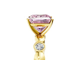 Yellow gold Fancy Pink Princess  Solitaire Bezel-Set Diamond Ring with Beaded Band and Four-Prong Setting_34
