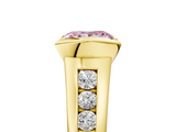 Yellow gold Fancy Pink Princess  Solitaire Bezel-Set Diamond Ring with Channel-Set Band_5
