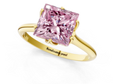 Yellow gold Fancy Pink Princess  Solitaire Cathedral Diamond Ring with Six-Prong Setting_1