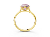 Yellow gold Fancy Pink Princess  Solitaire Cathedral Diamond Ring with Six-Prong Setting_3