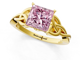 Yellow gold Fancy Pink Princess  Solitaire Celtic Knot Engagement Ring with Four-Prong Setting_1