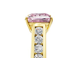 Yellow gold Fancy Pink Princess  Solitaire Channel-Set Diamond Engagement Ring with Four-Prong Setting_34