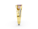Yellow gold Fancy Pink Princess  Solitaire Channel-Set Split Shank Ring with Tension Prong Setting_5