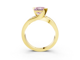 Yellow gold Fancy Pink Princess  Solitaire Channel-Set Split Shank Ring with Tension Prong Setting_6