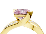 Yellow gold Fancy Pink Princess  Solitaire Channel-Set Split Shank Ring with Tension Prong Setting_7