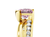 Yellow gold Fancy Pink Princess  Solitaire Channel-Set Split Shank Ring with Tension Prong Setting_8