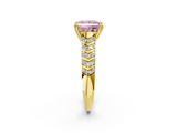 Yellow gold Fancy Pink Princess  Solitaire Chevron Pave Diamond Engagement Ring with Six-Prong Setting_2