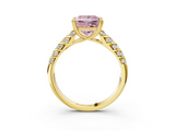 Yellow gold Fancy Pink Princess  Solitaire Chevron Pave Diamond Engagement Ring with Six-Prong Setting_3